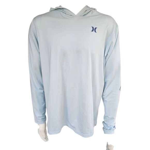 Hurley Mens L Performance Sun Hoodie Long Sleeve UPF 50+ Blue Quick Dry - Picture 1 of 6